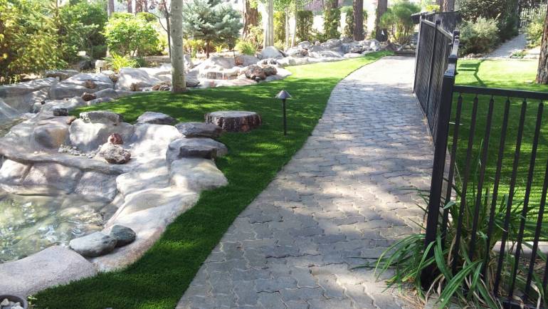 Artificial Turf with Path and Rocks